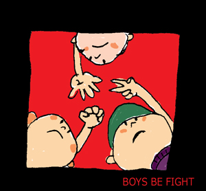 じゃんけんをする三人の男の子のイラスト